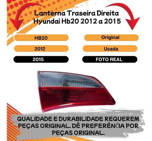 Lanterna Tampa Traseira Direita Hyundai Hb20 2012 A 2015 Direito/passageiro Vermelho E Transparente - Imagem 2