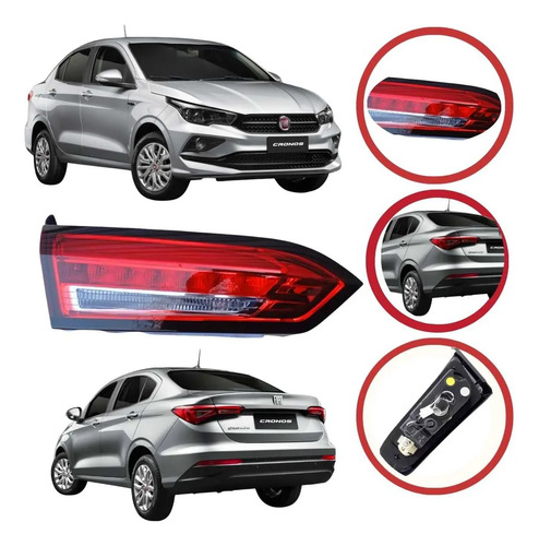 Lanterna Tampa Traseira Esquerda Fiat Cronos Drive 2018 Esquerdo/motorista Vermelho - Imagem 1