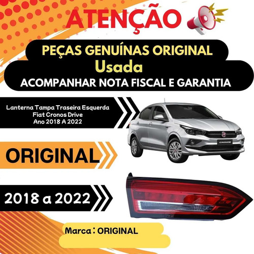 Lanterna Tampa Traseira Esquerda Fiat Cronos Drive 2018 Esquerdo/motorista Vermelho - Imagem 4