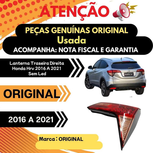 Lanterna Traseira Direita Mala Honda Hrv 2016 A 2021 - Imagem 4