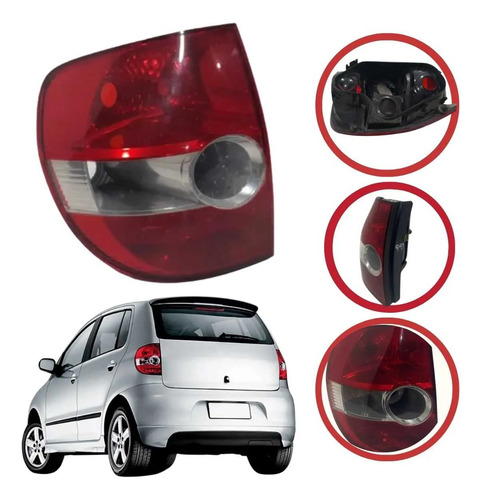 Lanterna Traseira Esquerda Volkswagen Fox 2004 A 2009 Esquerdo/motorista Vermelho E Transparente - Imagem 1