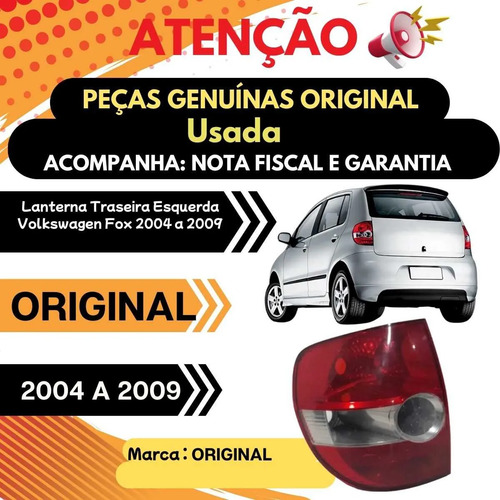 Lanterna Traseira Esquerda Volkswagen Fox 2004 A 2009 Esquerdo/motorista Vermelho E Transparente - Imagem 4