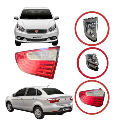 Lanterna Da Tampa Direita Fiat Grand Siena 14 2018 Direito/passageiro Vermelho E Transparente - Imagem 1