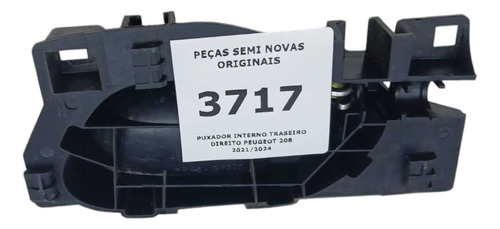 Puxador Interno Traseiro Direito Peugeot 208 2021 A 2024 Preto - Imagem 2