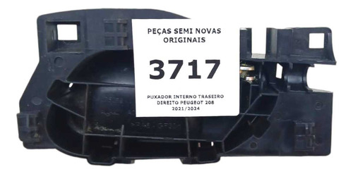 Puxador Interno Traseiro Direito Peugeot 208 2021 A 2024 Preto - Imagem 4