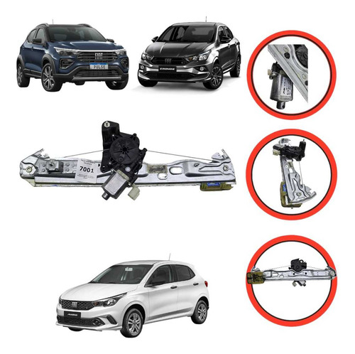 Máquina Vidro Elétrico Traseira Direita Pulse Argo Cronos 