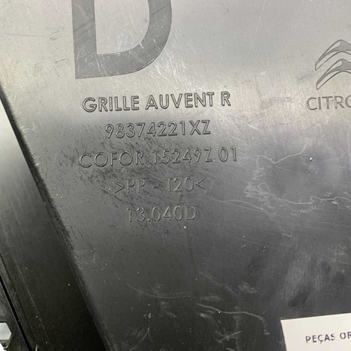 Grade Churrasqueira Parabrisa Esquerdo Citroen C3 2023 2025 Preto Fosco - Imagem 8