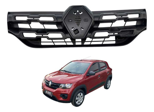 Grade Central Parachoque Renault Kwid 2017 2019 Preto Brilhante - Imagem 1