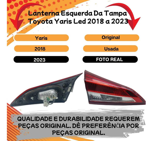 Lanterna Esquerda Da Tampa Toyota Yaris Led 2018 A 2023 - Imagem 2
