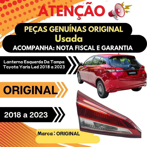 Lanterna Esquerda Da Tampa Toyota Yaris Led 2018 A 2023 - Imagem 4