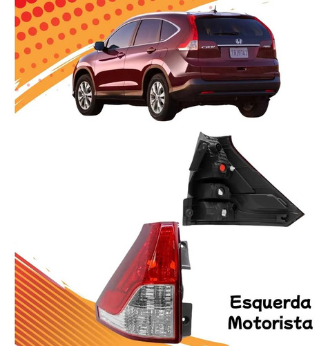 Lanterna Inferior Honda Crv Ano 2012 A 2015 Original Vermelho E Transparente - Imagem 4