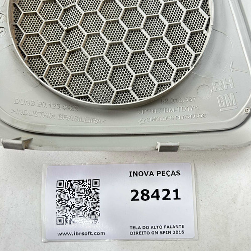  Tela Do Alto Falante Direito  Gm Spin 2016 Branco - Imagem 3