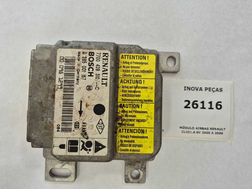 Módulo Airbag Renault Clio1.6 8v 2000 A 2006 - Imagem 3