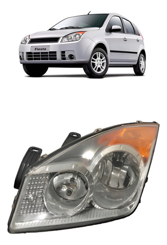 Farol D/e Ford Fiesta 2007-2010 7s6513006ae Esquerdo