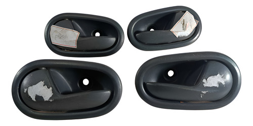 Jogo 4 Maçanetas Internas Renault Logan 2015 A 2020 Original Preto Dianteira/traseira