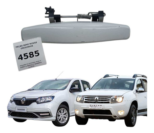 *maçaneta Externa Porta Direita Renault Sandero Duster Branco Dianteira/traseira - Imagem 1