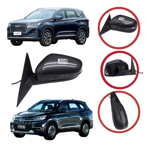 Retrovisor Esquerdo Chery Tiggo 7 E Tiggo 8 Não E Retrátil - Imagem 1