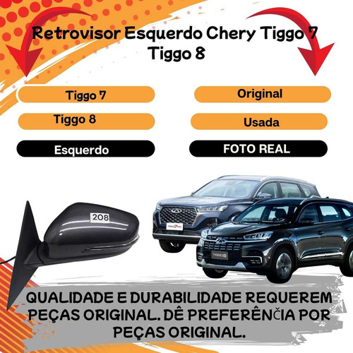 Retrovisor Esquerdo Chery Tiggo 7 E Tiggo 8 Não E Retrátil - Imagem 2
