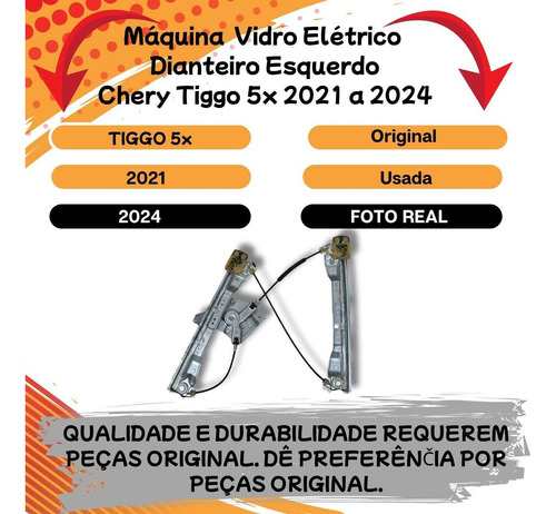 Máquina Vidro Dianteiro Esquerdo Chery Tiggo 5x 2021 A 2024 Cinza - Imagem 2