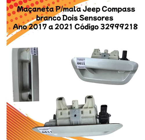 Maçaneta P/mala Jeep Compass Branco Dois Sensores 2017 A2021 - Imagem 3