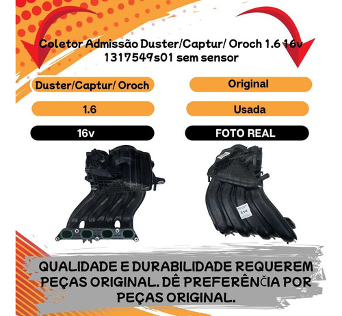 Coletor Admissão Duster/captur/ Oroch 1.6 16v Sem Sensor - Imagem 2