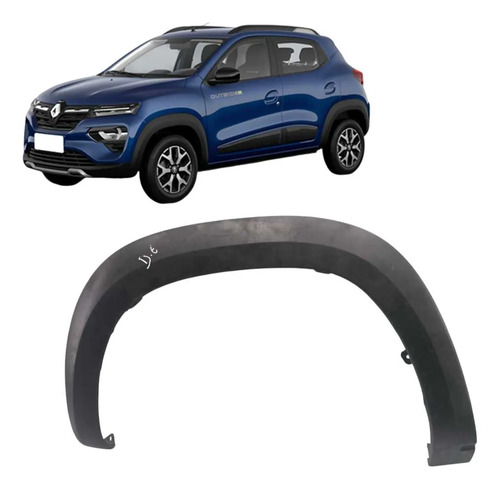  Moldura Do Paralama Dianteiro Kwid Esquerdo  2017 2024 Preto - Imagem 1