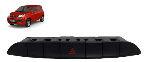 Comando Botão Pisca Alerta Fiat Uno 2019 Attractive Original Preto - Imagem 1