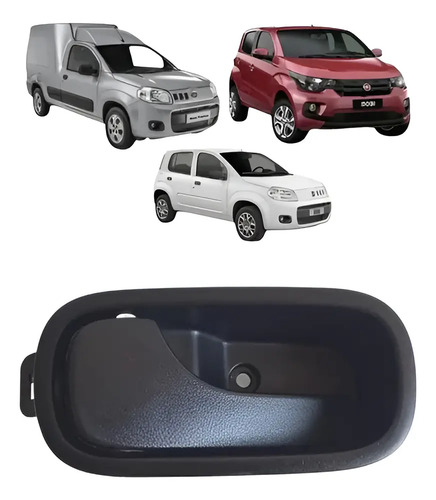 Maçaneta Interna Lado Esq Uno Vivace Mobi Fiorino Original Preto Dianteira - Imagem 1