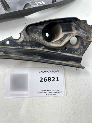 Acabamento Interno Retrovisor Direito Renault Clio 2002 2004 Preto - Imagem 3