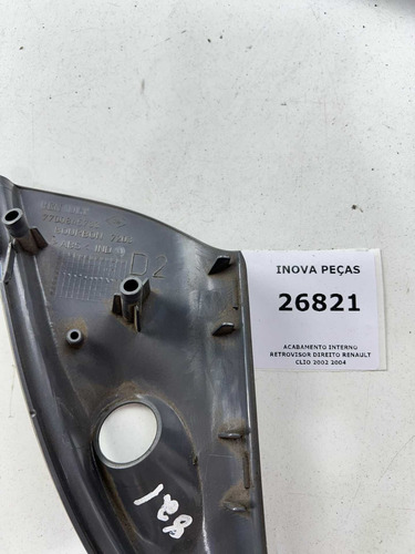 Acabamento Interno Retrovisor Direito Renault Clio 2002 2004 Preto - Imagem 4