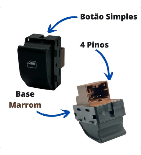 Botão Interruptor De Vidro Traseiro Gol Fox Voyage Original - Imagem 3