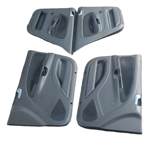 Kit Jogo Forro Portas Tecido Vw Gol Voyage G5/g8 Preto Preto Maçaneta Cinza - Imagem 2