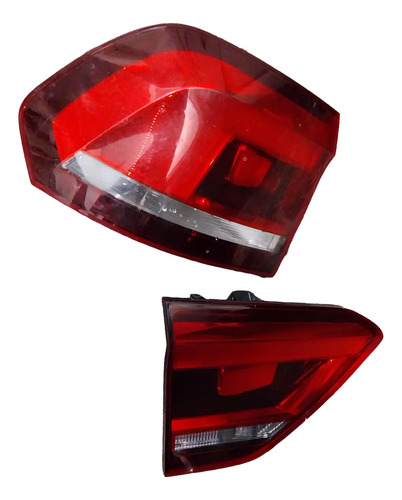 Par Lanternas Traseira Esquerda Vw Fox 2015/2021 Ambos Lados Vermelho - Imagem 1