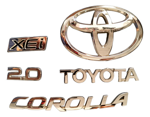 Kit Emblema Letreiro Toyota Corolla Xei 2.0 2009 A 2014 Orig Prateado