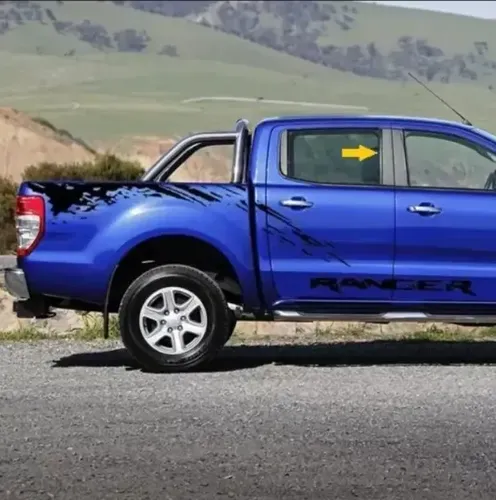 Faixa Adesivo Coluna Porta Tras Direita Ford Ranger 2013-23 Preto - Imagem 2