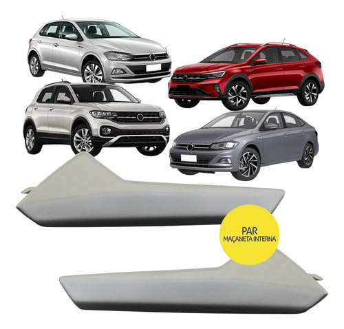 Par Maçaneta Interna Polo Virtus T-cross Nivus Vw Original Prateado Dianteira/traseira - Imagem 1