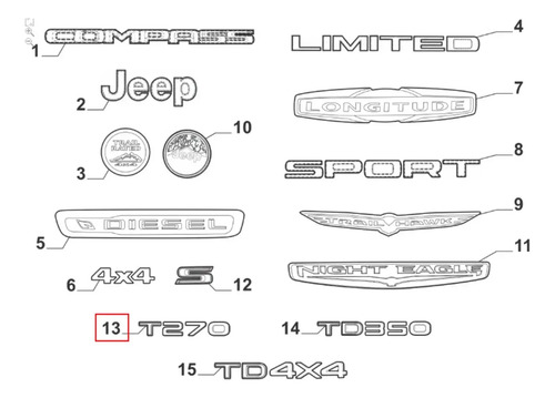 Emblema Traseiro T270 Jeep Compass Renegade Sport Longitude Cromado - Imagem 5