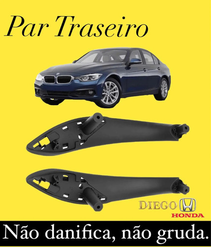 Par Puxador Porta Traseira Bmw 320i 328i 2013 / 2018 Preto Dianteira/traseira - Imagem 1