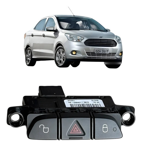 Botão Pisca Alerta Travas Ford Ka+ 2015 Usado Original Preto