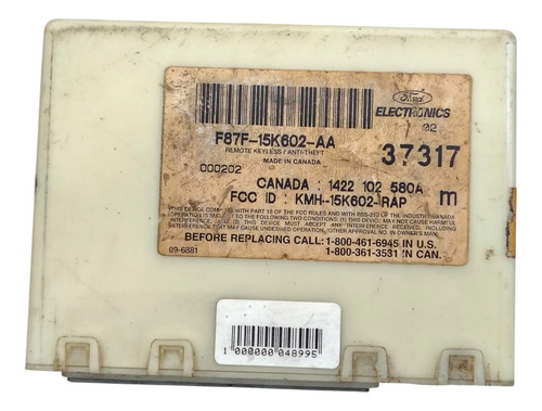 Modulo Alarme Ford Ranger 98-01 F87f15k602aa Original
