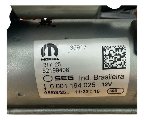 Motor Partida Fiat Arranque Argo Fastback, Pulse,  22 A 25 52199408 - Imagem 2
