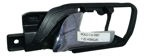 Maçaneta Interna Traseira Esquerda Vw Polo 2007 600839173 Preto Dianteira - Imagem 2