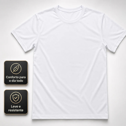 Camiseta Branca Lisa Básica Manga Curta Gola Redonda Branco G - Imagem 3