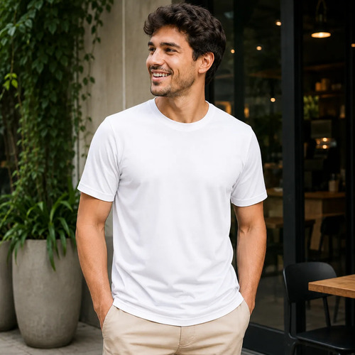 Camiseta Lisa Branca Básica Casual Academia E Dia A Dia Branco M