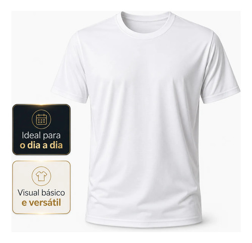 Camiseta Lisa Branca Básica Casual Academia E Dia A Dia Branco Gg - Imagem 7