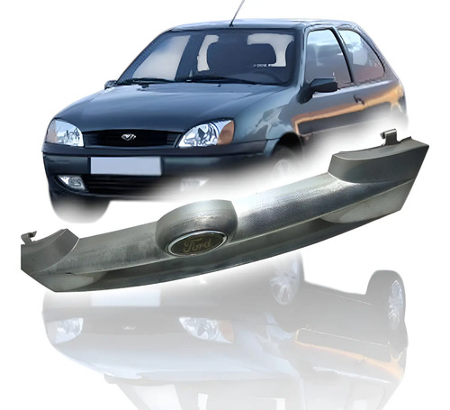 Grade De Para Choque Ford Fiesta 00/05 Ys6x8a133 Cinza Fosco - Imagem 1