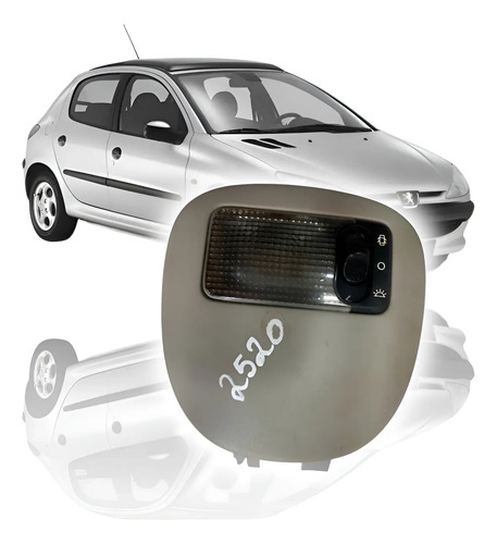 Moldura Lanterna Luz Teto Peugeot 206 01/14 9625049077 Cinza