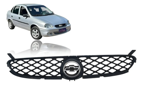 Grade Radiador Prata C/detalhe Chevrolet Corsa Classic 01/10 Preto Ambos Lados