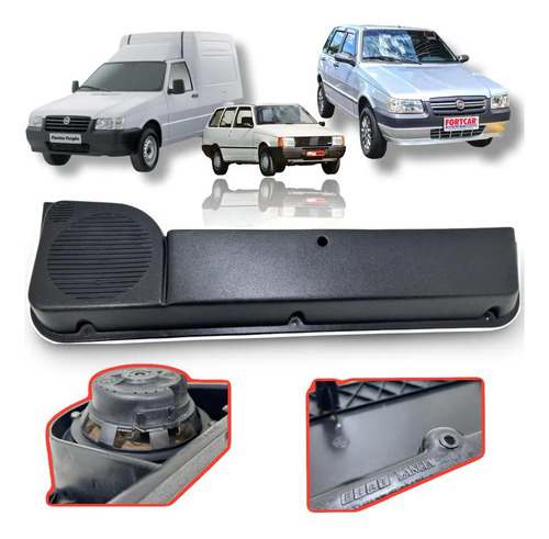 Moldura Porta Objeto Direita Alto Falante Fiat Uno 1991/2010 Preto