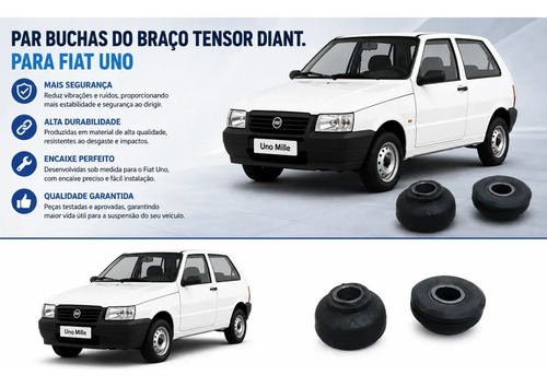 Par Buchas Do Braço Tensor Diant. Para Fiat Uno 1.0 8v 2009 - Imagem 2
